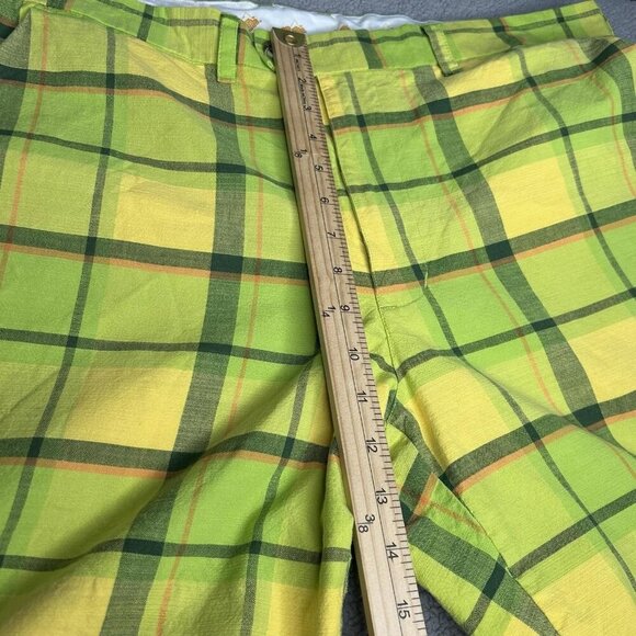 Loudmouth Shorts Mens 40 Green Yellow Plaid Golf Casual 100% Cotton Summer Fun - Picture 8 of 10